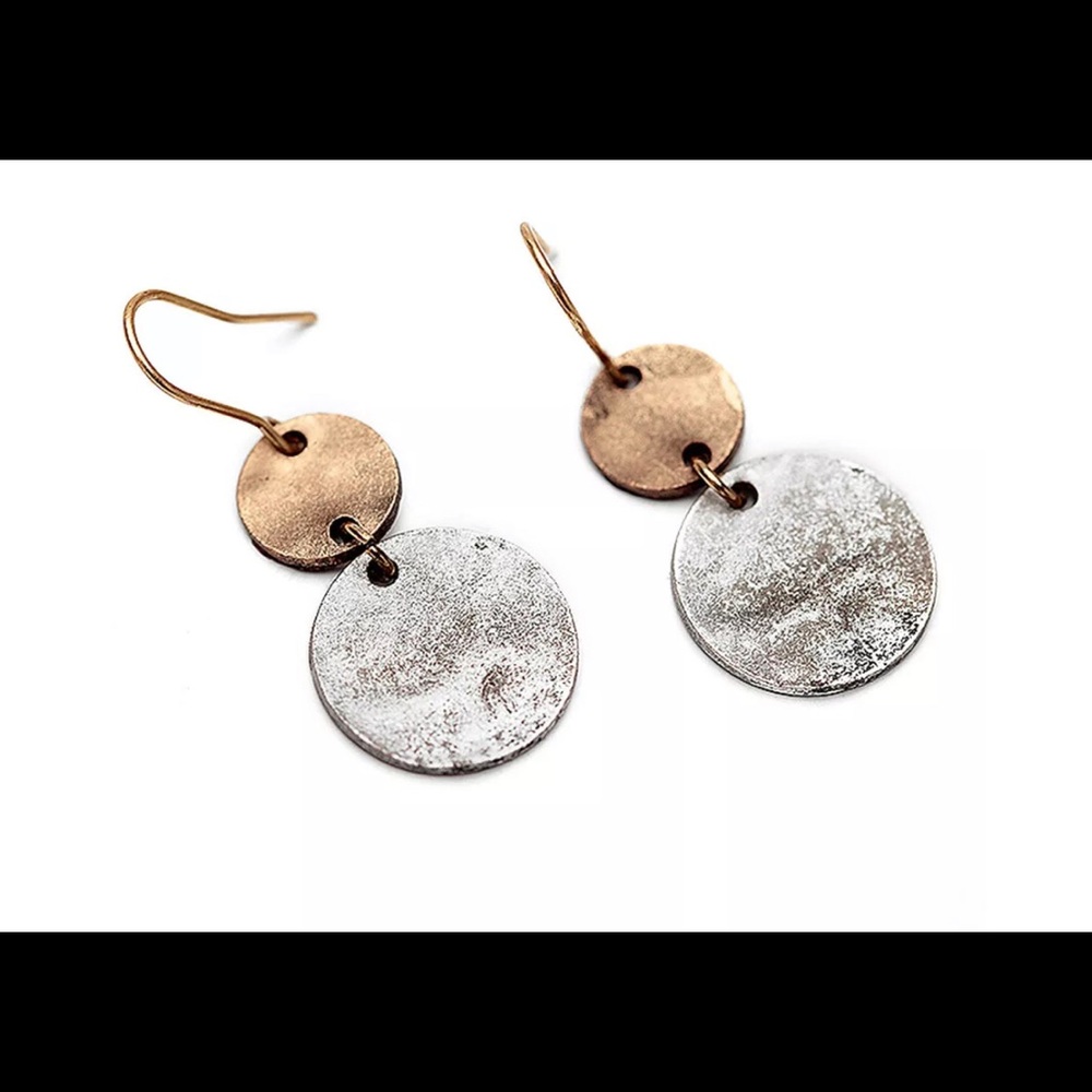 Vintage Retro silver Plated  Brass Dangle  Earring